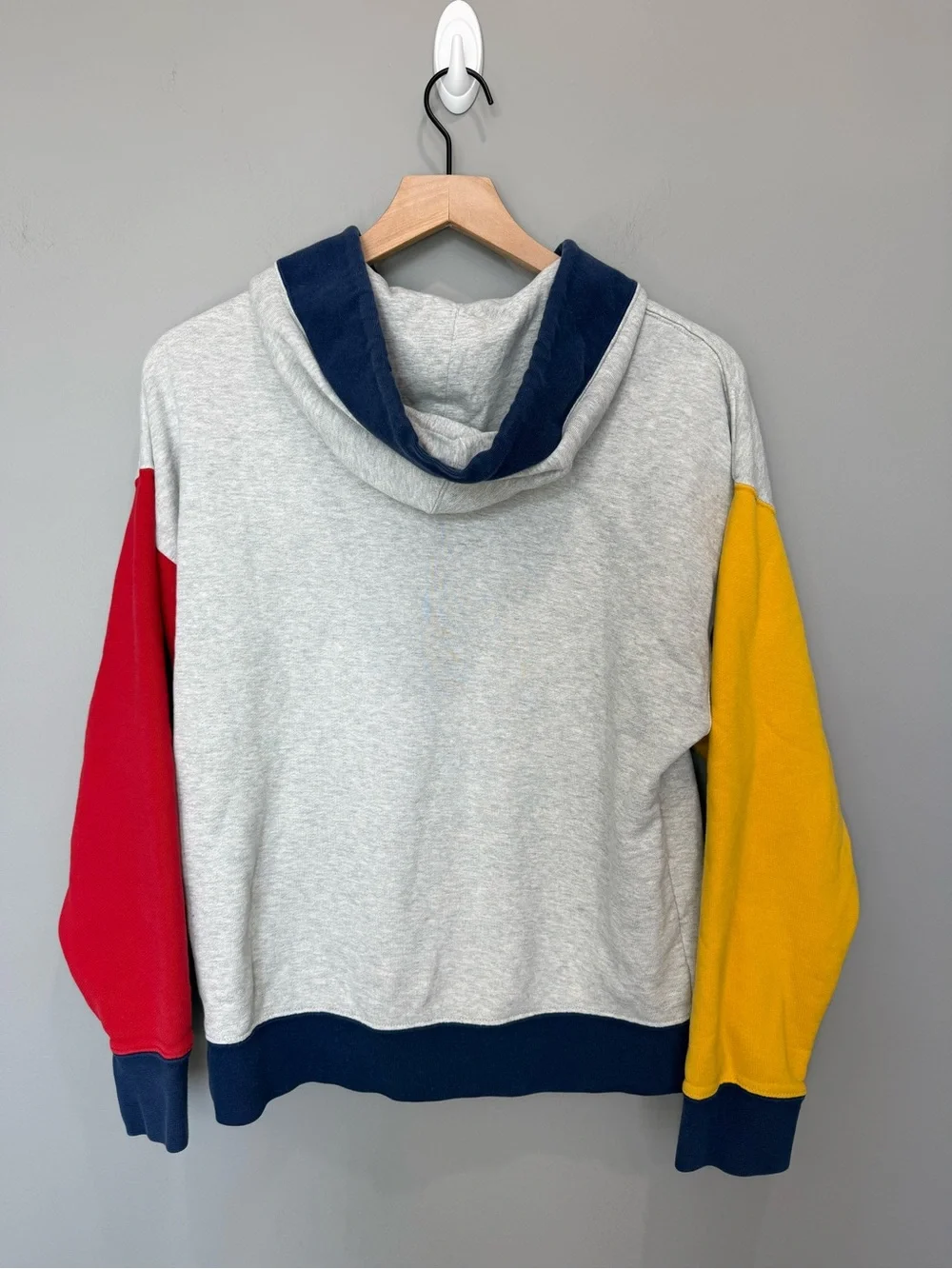 Nike Colorblock Pullover Hoodie - Grey with Navy, Red,‎ Yellow & Green Accents